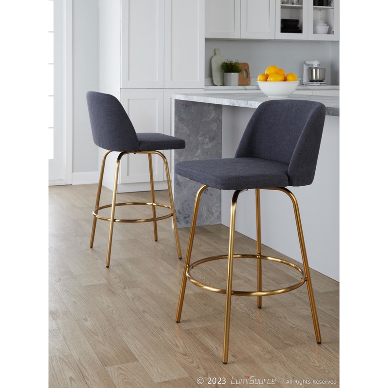 Toriano 26" Fixed-Height Counter Stool - Set of 2 By LumiSource - B26-TRNOFB-CLARZG2 AUBU2