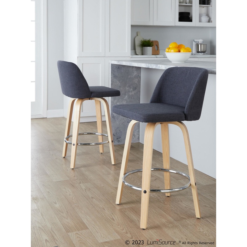 Toriano 26" Fixed-Height Counter Stool - Set of 2 By LumiSource - B26-TRNOFB-GRTZR2 NABU2