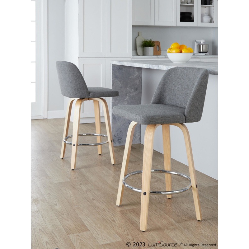 Toriano 26" Fixed-Height Counter Stool - Set of 2 By LumiSource - B26-TRNOFB-GRTZR2 NAGY2
