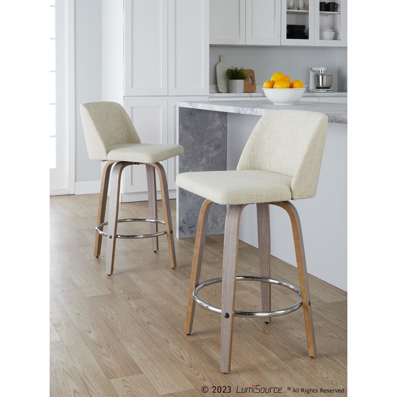 Toriano 26" Fixed-Height Counter Stool - Set of 2 By LumiSource - B26-TRNOFB-GRTZR2 WWNCR2