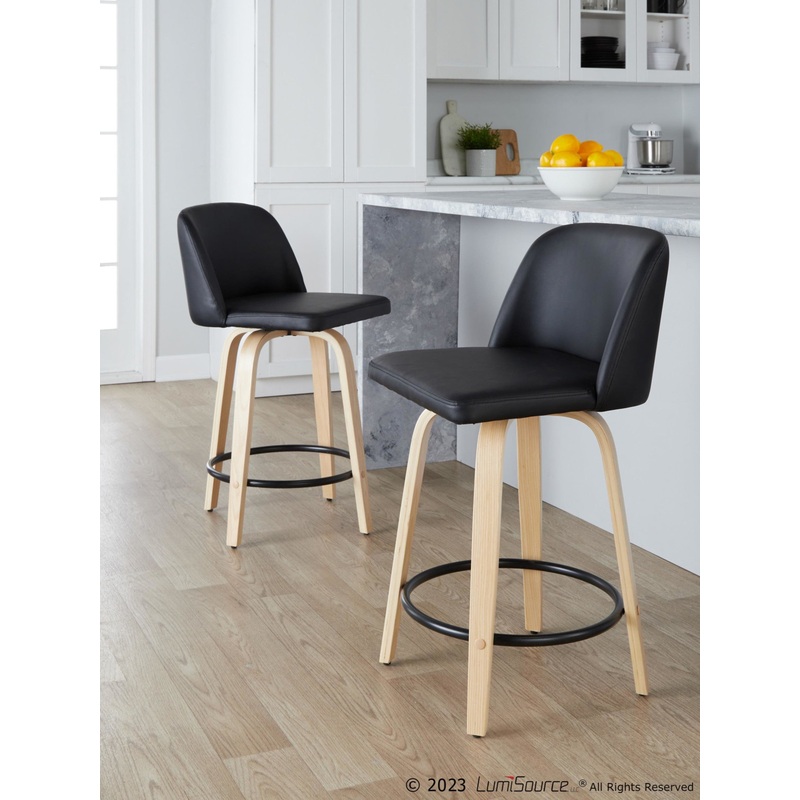 Toriano 26" Fixed-Height Counter Stool - Set of 2 By LumiSource - B26-TRNOPU-GRTZQ2 NABK2