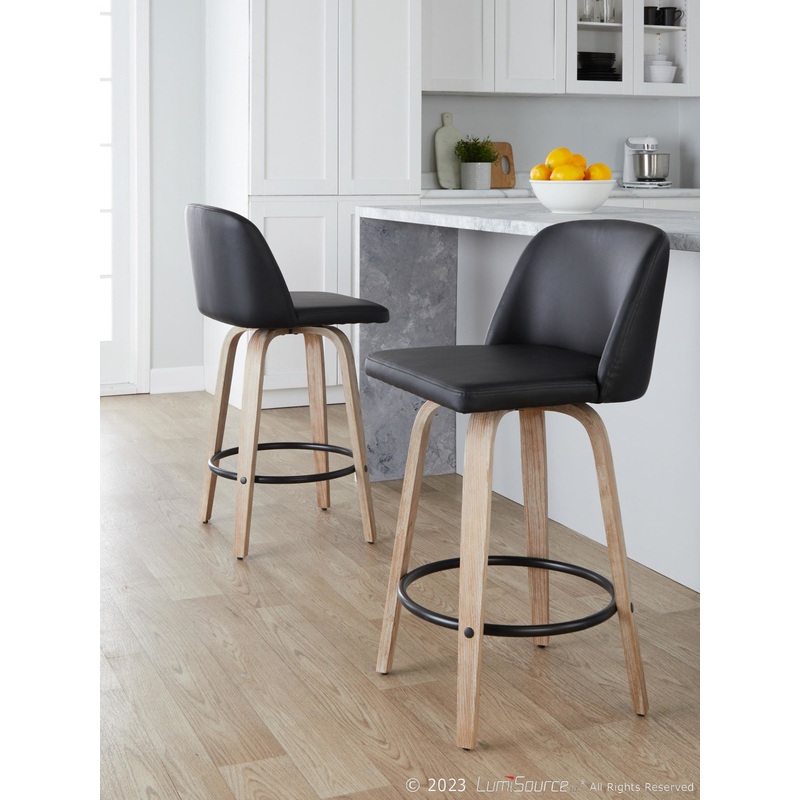 Toriano 26" Fixed-Height Counter Stool - Set of 2 By LumiSource - B26-TRNOPU-GRTZQ2 WWBK2