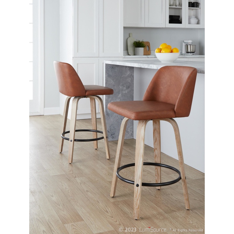 Toriano 26" Fixed-Height Counter Stool - Set of 2 By LumiSource - B26-TRNOPU-GRTZQ2 WWCAM2