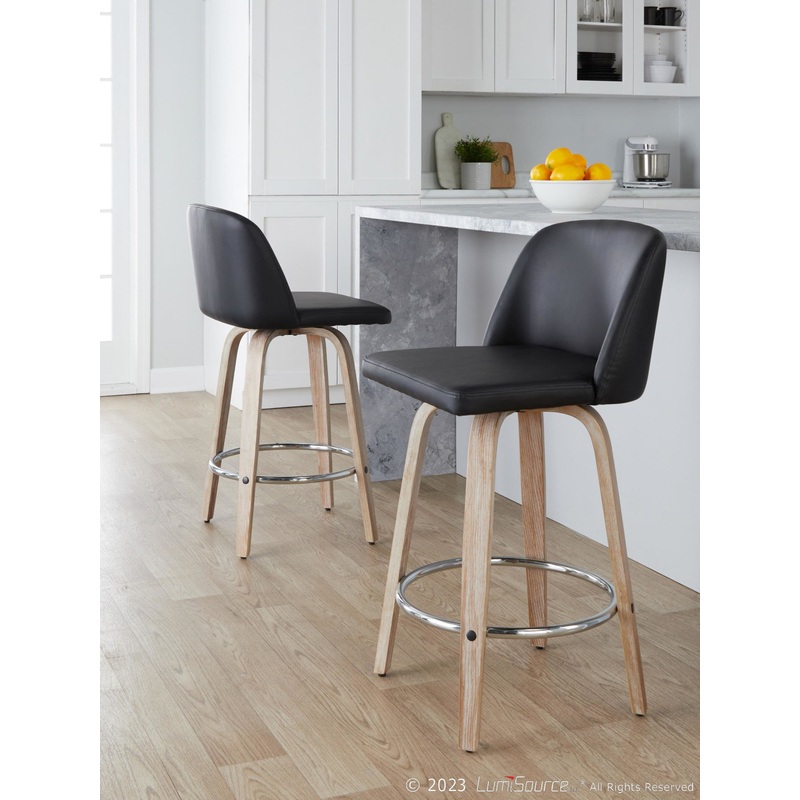 Toriano 26" Fixed-Height Counter Stool - Set of 2 By LumiSource - B26-TRNOPU-GRTZR2 WWBK2