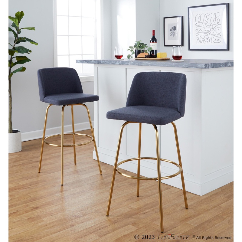 Toriano 30" Fixed-Height Barstool - Set of 2 By LumiSource - B30-TRNOFB-CLARZG2 AUBU2