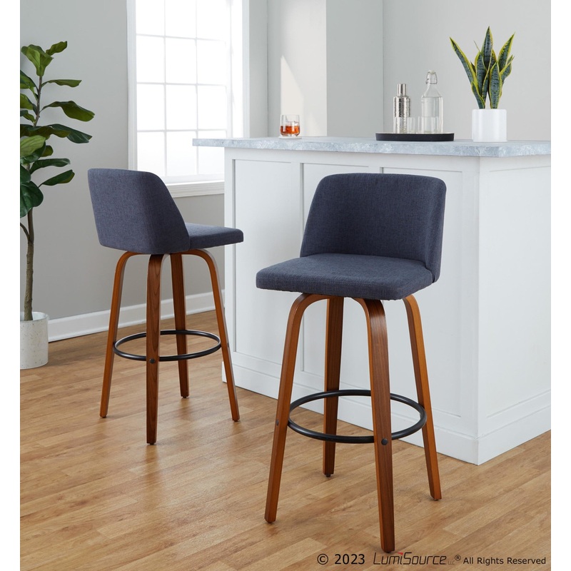 Toriano 30" Fixed-Height Barstool - Set of 2 By LumiSource - B30-TRNOFB-GRTZQ2 WLBU2