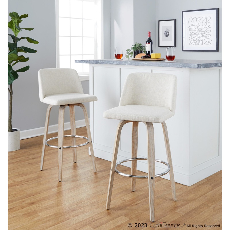 Toriano 30" Fixed-Height Barstool - Set of 2 By LumiSource - B30-TRNOFB-GRTZR2 WWNCR2