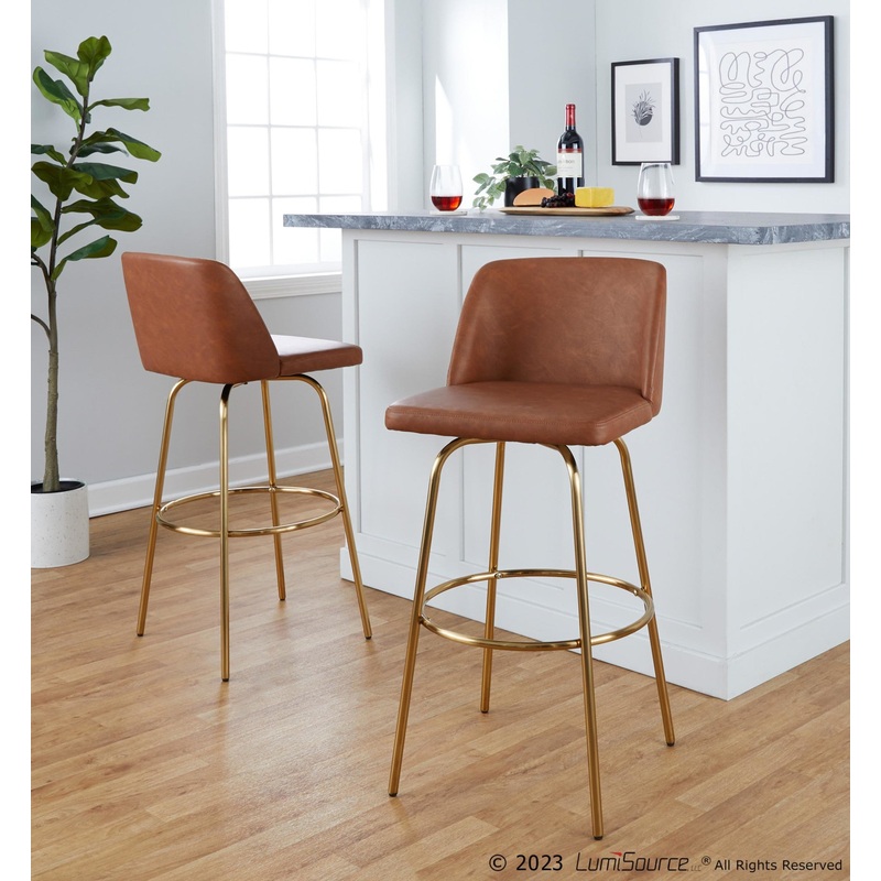 Toriano 30" Fixed-Height Barstool - Set of 2 By LumiSource - B30-TRNOPU-CLARZG2 AUCAM2