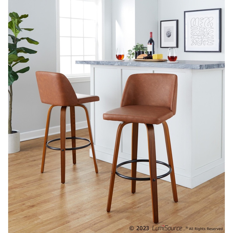 Toriano 30" Fixed-Height Barstool - Set of 2 By LumiSource - B30-TRNOPU-GRTZQ2 WLCAM2