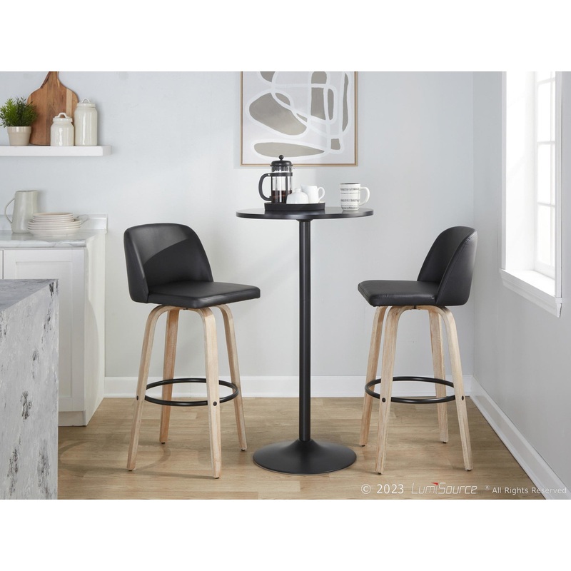 Toriano 30" Fixed-Height Barstool - Set of 2 By LumiSource - B30-TRNOPU-GRTZQ2 WWBK2