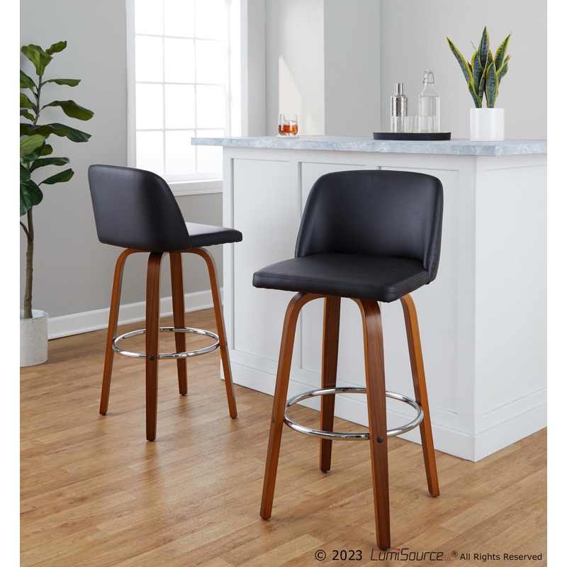Toriano 30" Fixed-Height Barstool - Set of 2 By LumiSource - B30-TRNOPU-GRTZR2 WLBK2