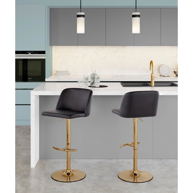Toriano Adjustable Barstool - Set of 2 By LumiSource - BS-TRNOPU-RT2 AUBK2
