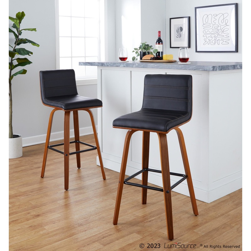 Vasari 30" Fixed-Height Barstool - Set of 2 By LumiSource - B30-VSRPU-GRTZX2 WLWLBK2