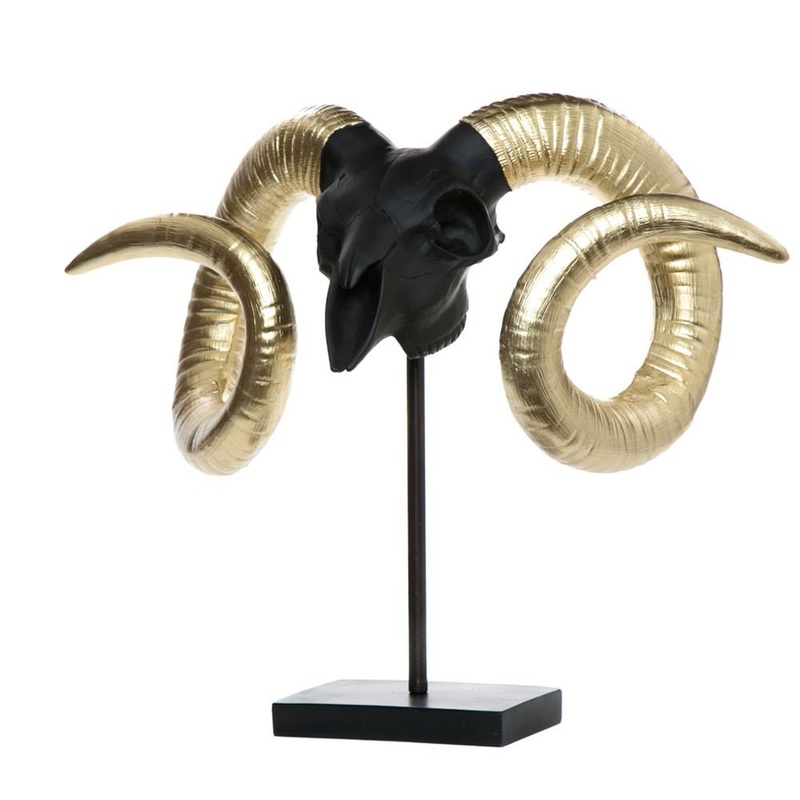 Interior Illusions Plus Goat Skull on Stand Gold/Black - 20" wide.