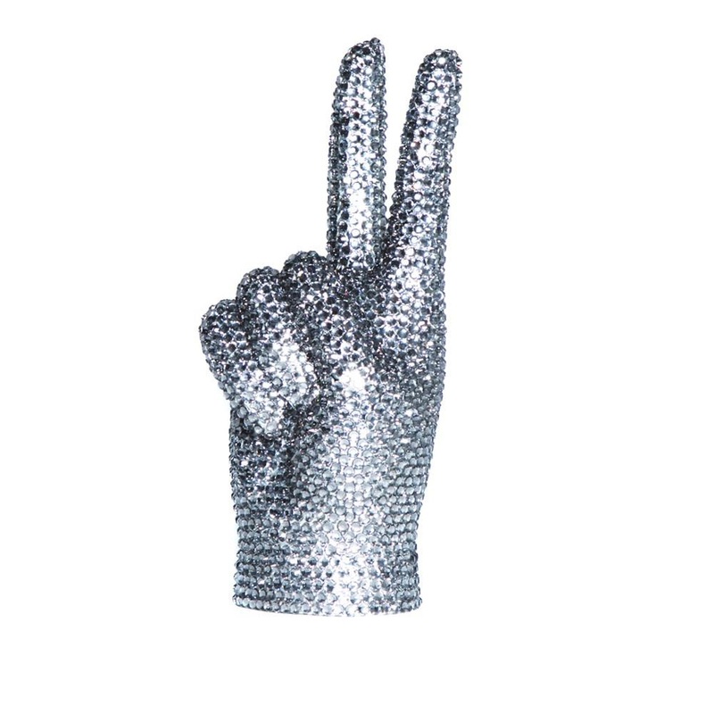 Interior Illusions Plus Graphite Rhinestone Peace Sign Tabletop - 9" Tall
