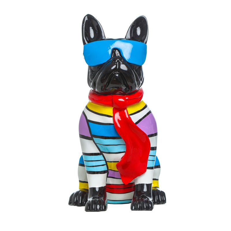 Interior Illusions Plus Stripe Dog with Blue Glasses - 14" tall