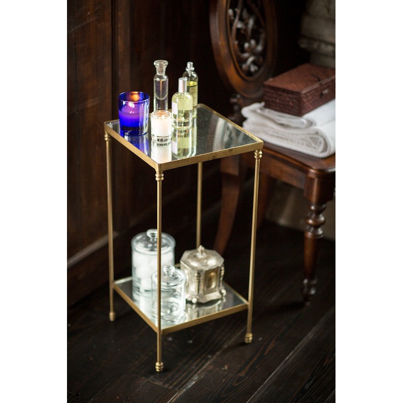 Vagabond Vintage Brass Finish Iron Table with Mirror Tops