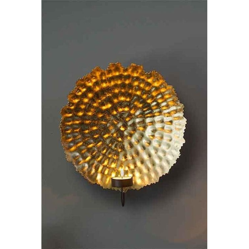 Vagabond Vintage Hammered Gold Leafed Candle Wall Sconce