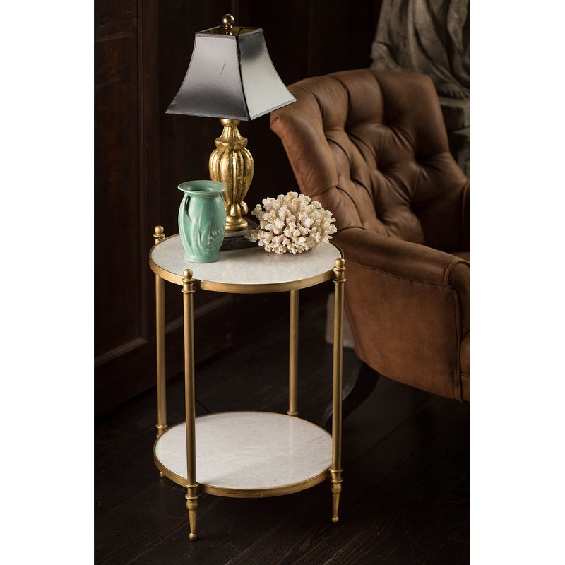 Vagabond Vintage Iron End Table with Marble Tops