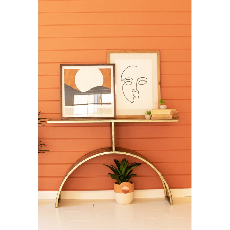 Antique Brass Console Table With Arched Base By Kalalou