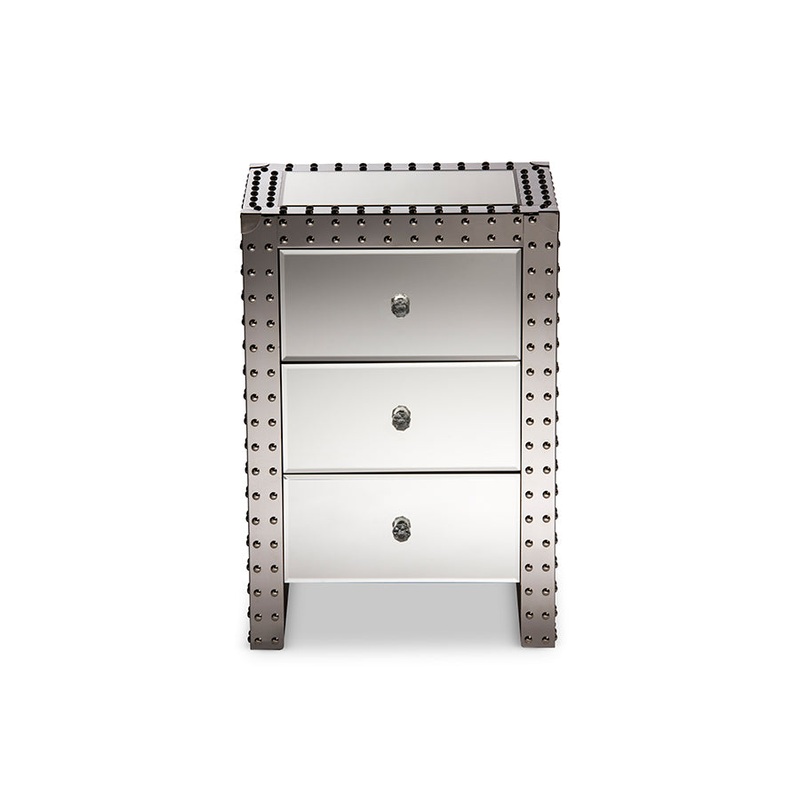 Baxton Studio Azura Modern and Contemporary Hollywood Regency Glamour Style Nightstand Bedside Table