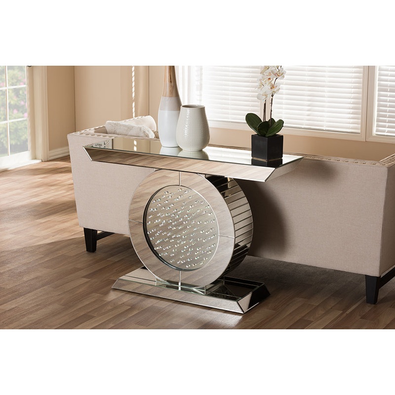 Baxton Studio Cagney Hollywood Regency Glamour Style Mirrored Console Table