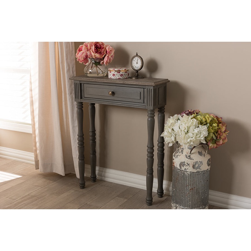 Baxton Studio Noemie Country Cottage Farmhouse Brown Finished 1-Drawer Console Table