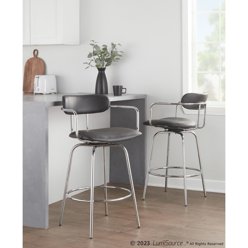 Demi 26" Fixed-Height Counter Stool - Set of 2 By LumiSource - B26-DEMIPU-CLARR2 CHRBK2