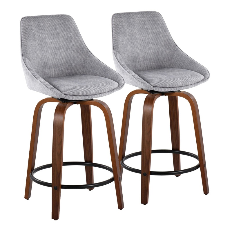 Diana 24" Fixed-Height Counter Stool - Set of 2 By LumiSource - B24-DIANACOR-GRTZQ2 WLGY2