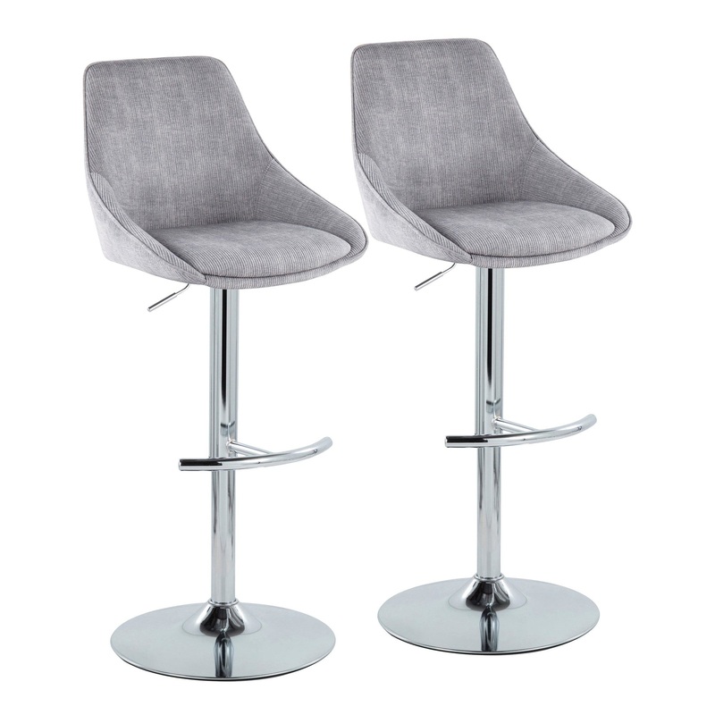 Diana Adjustable Bar Stool - Set of 2 By LumiSource - BS-DIANACOR-RT2 CHRMGY2