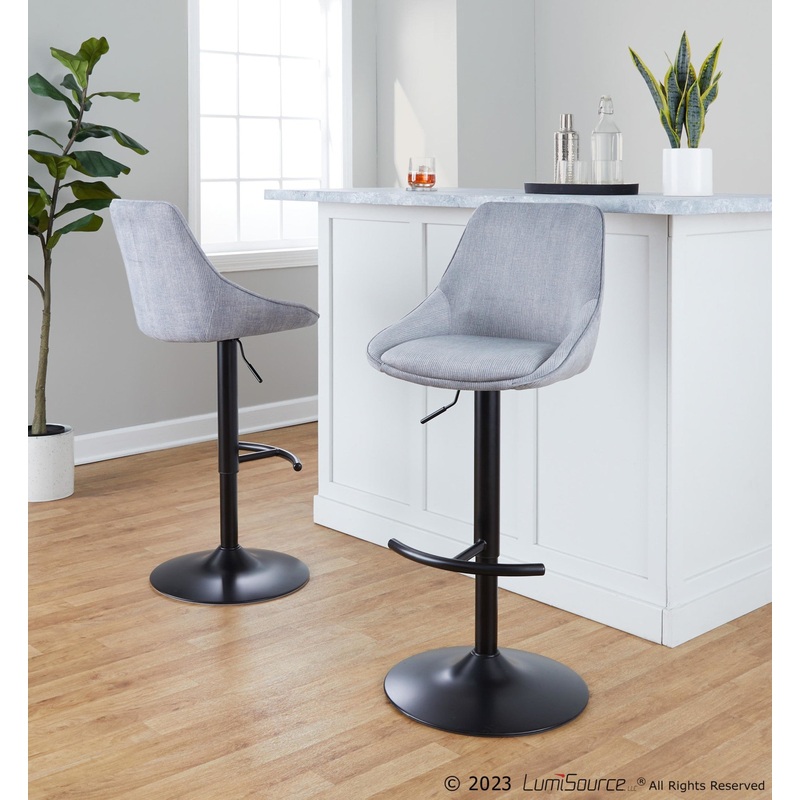Diana Adjustable Barstool - Set of 2 By LumiSource - BS-DIANACOR-RT2 BKGY2