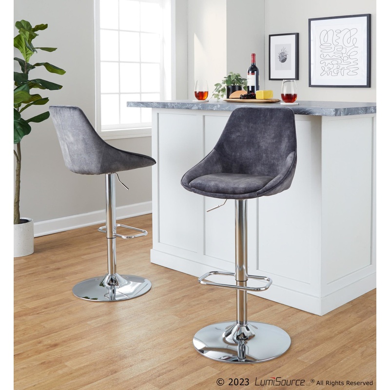 Diana Adjustable Barstool - Set of 2 By LumiSource - BS-DIANAV-RR2 CHRGY2