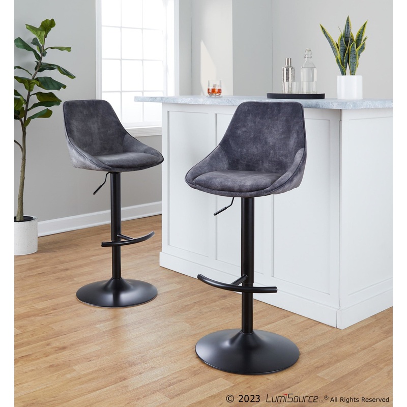 Diana Adjustable Barstool - Set of 2 By LumiSource - BS-DIANAV-RT2 BKGY2