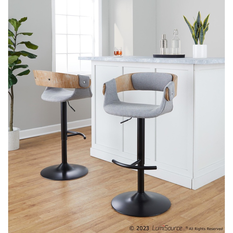Elisa Adjustable Barstool - Set of 2 By LumiSource - BS-ELISAFB-RT2 BKWWGY2