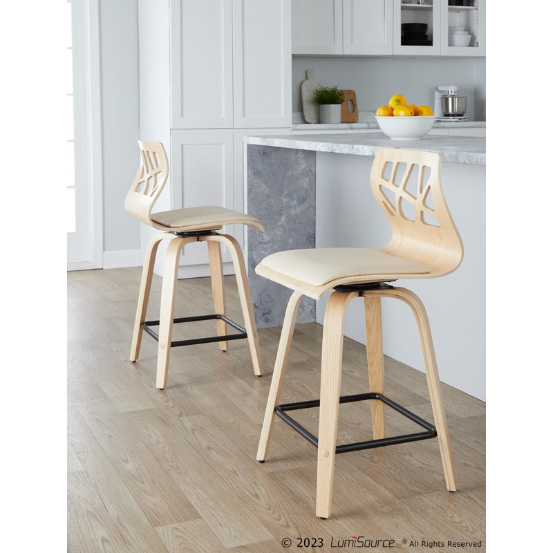 Folia 24" Fixed-Height Counter Stool - Set of 2 By LumiSource - B24-FOLIAPU-GRTZX2 NANACR2