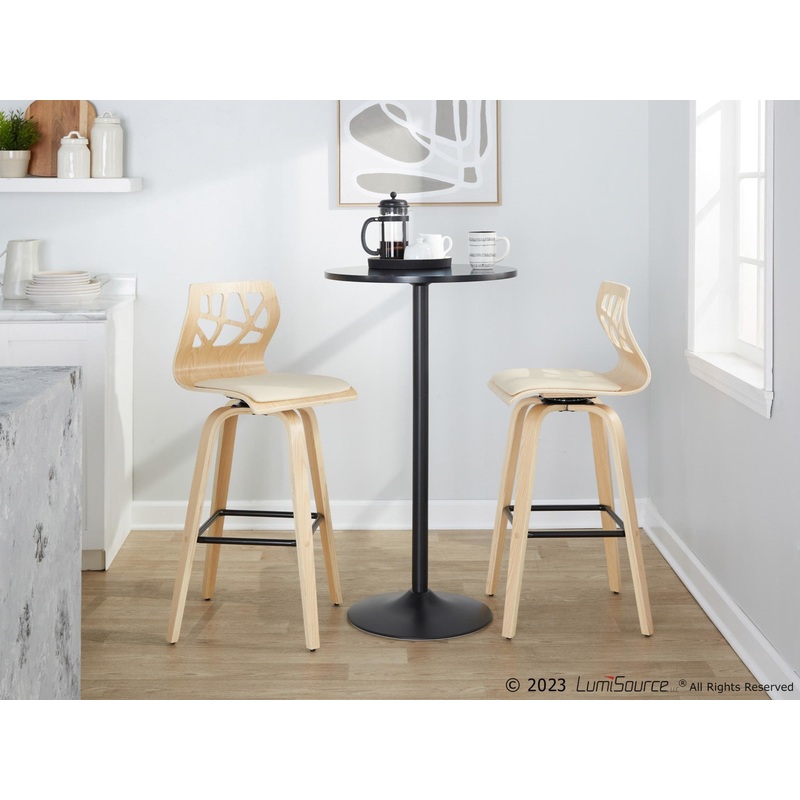 Folia 30" Fixed-Height Barstool - Set of 2 By LumiSource - B30-FOLIAPU-GRTZX2 NANACR2