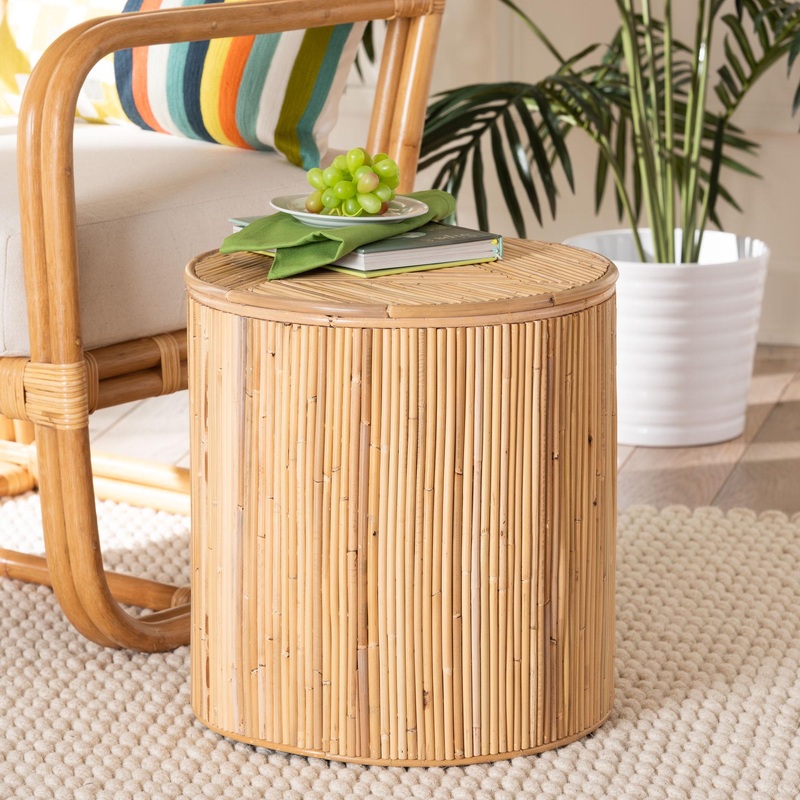 Baxton Studio bali & pari Milagra Modern Bohemian Natural Rattan End Table