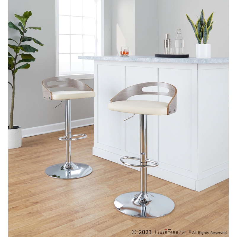 Cassis Adjustable Barstool - Set of 2 By LumiSource - BS-CASSISPU-OV2 CHRLGYCR2