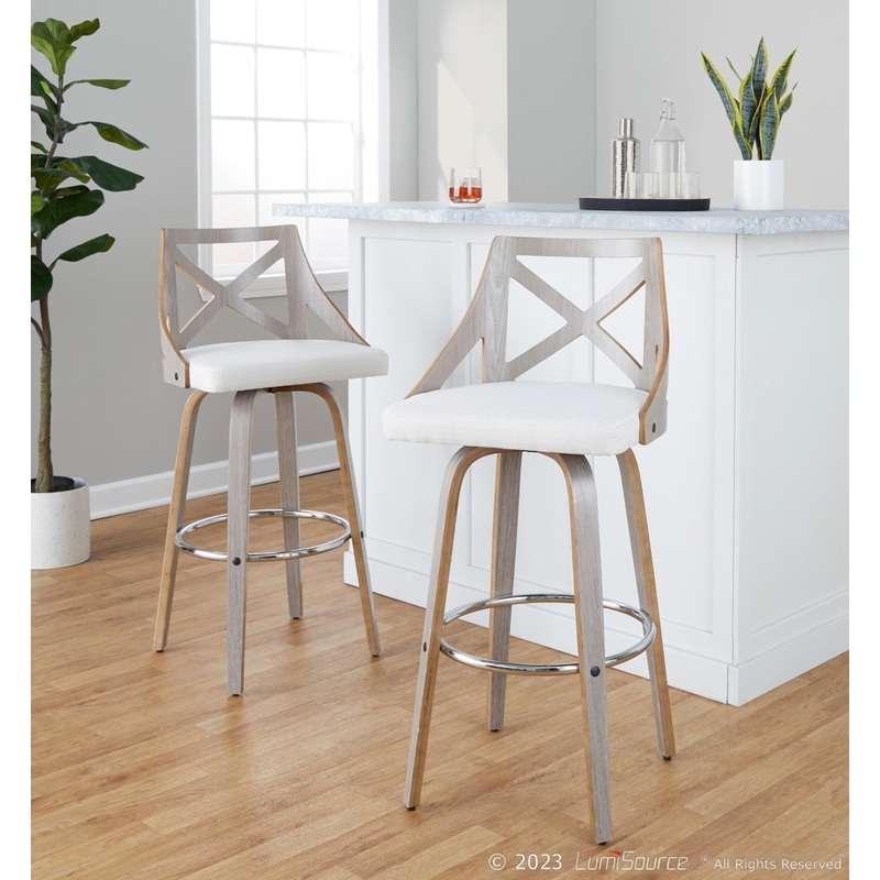 Charlotte 30" Fixed-Height Barstool - Set of 2 By LumiSource - B30-CHARLOTFB-GRTZR2 LGYLGYCR2