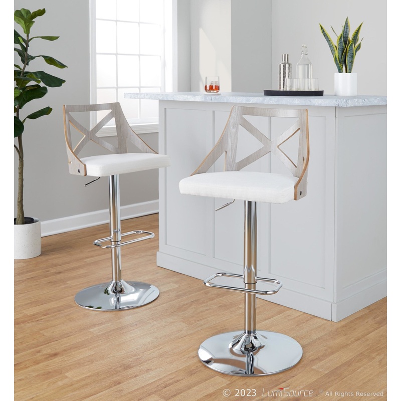 Charlotte Adjustable Barstool - Set of 2 By LumiSource - BS-CHARLOTFB-RR2 CHRLGYCR2