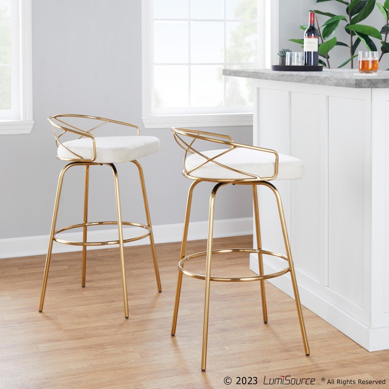 Charlotte Glam 30" Fixed-Height Barstool - Set of 2 By LumiSource - B30-CHARLOTGLAMV-CLARG2 AUCR2