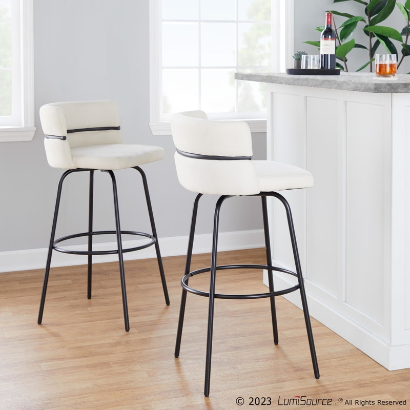 Cinch Claire 30" Fixed-Height Barstool - Set of 2 By LumiSource - B30-CINCH-CLARZQ2 BKBKCR2