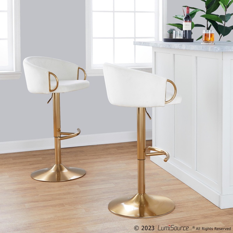 Claire Adjustable Barstool - Set of 2 By LumiSource - BS-CLAIREV-RT2 AUCR2