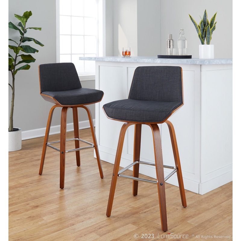 Corazza 30" Fixed-Height Barstool - Set of 2 By LumiSource - B30-CRZZFB-GRTZS2 WLWLCHAR2
