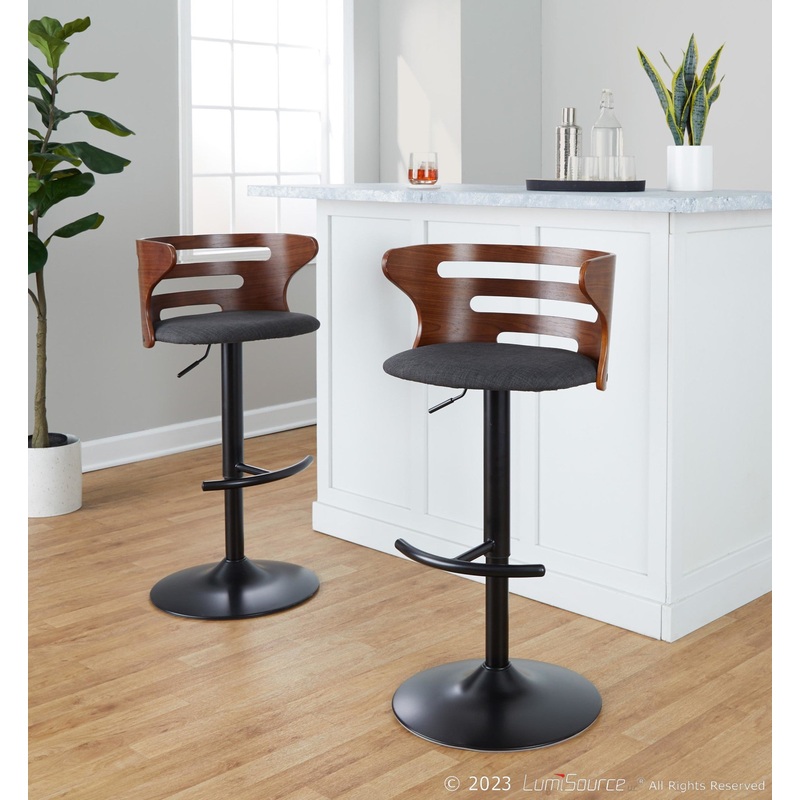 Cosi Adjustable Barstool - Set of 2 By LumiSource - BS-COSIFB-RT2 BKWLCHAR2