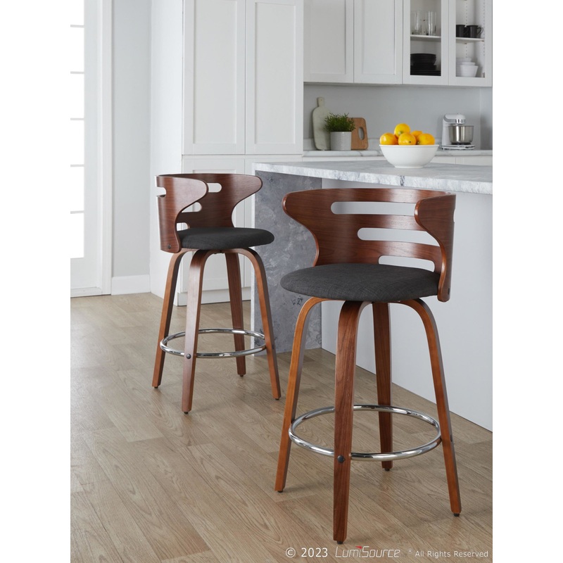 Cosini 26" Fixed-Height Counter Stool - Set of 2 By LumiSource - B26-COSIPU-GRTZR2 WLWLBN2