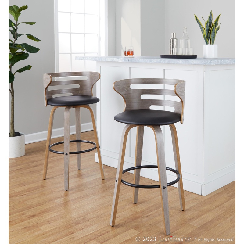 Cosini 30" Fixed-Height Barstool - Set of 2 By LumiSource - B30-COSIPU-GRTZQ2 LGYLGYBK2