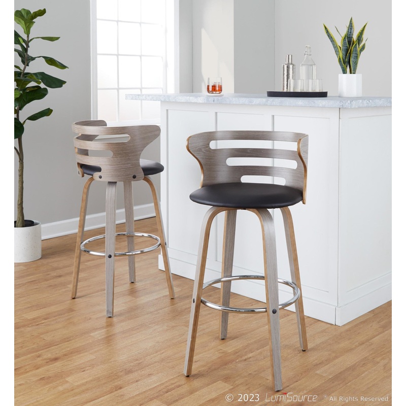 Cosini 30" Fixed-Height Barstool - Set of 2 By LumiSource - B30-COSIPU-GRTZR2 LGYLGYBK2