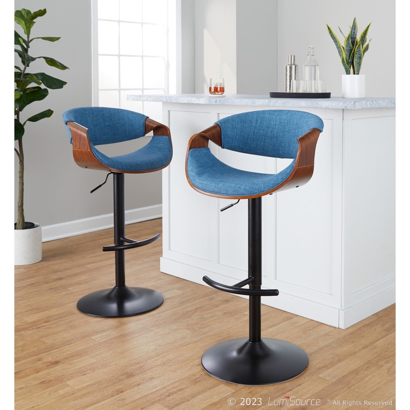 Curvo Adjustable Barstool - Set of 2 By LumiSource - BS-CURVO-RT2 BKWLBU2