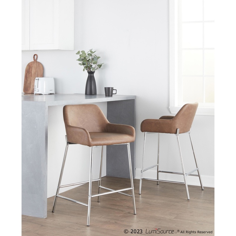 Daniella 24" Fixed-Height Counter Stool - Set of 2 By LumiSource - B24-DNLAPU2 CHRE2